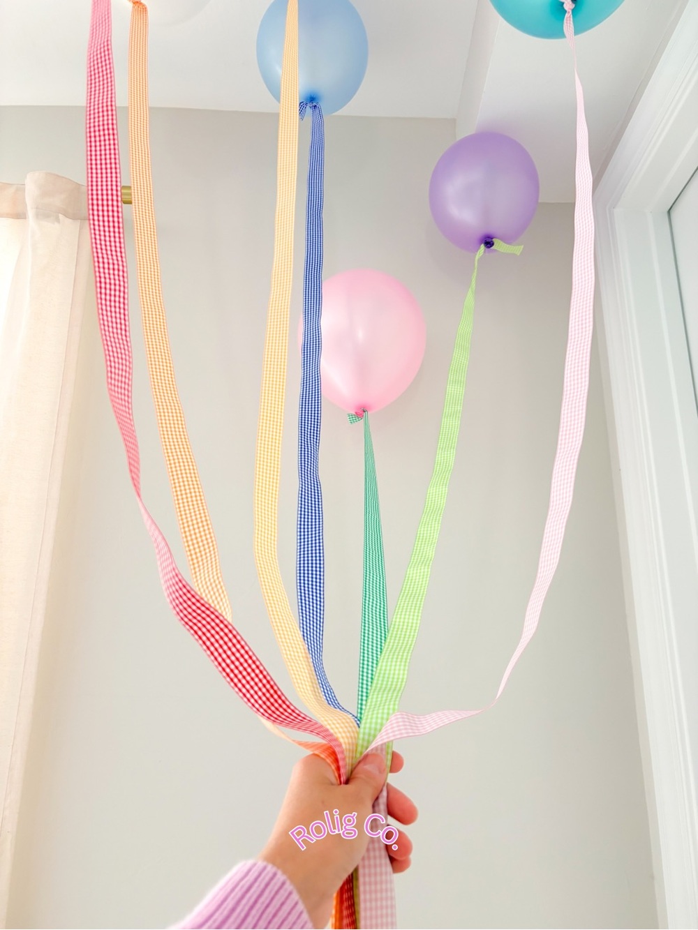 Gingham Pastel Balloon Ribbon